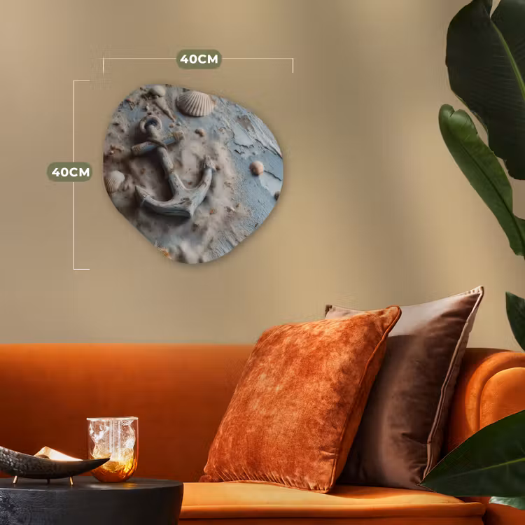 Anker - Hout - Schelpen - Zand Wandcirkel Organisch Forex 3mm klein -sfeer3