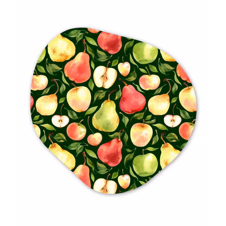 Appels - Peren - Fruit - Groen Wandcirkel Organisch Forex 3mm klein 629 -3d