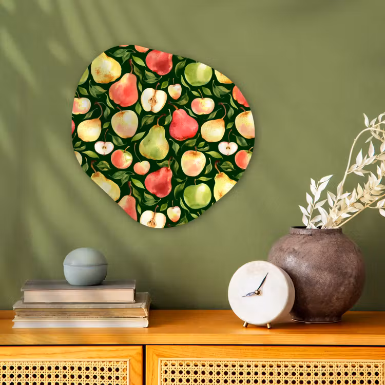 Appels - Peren - Fruit - Groen Wandcirkel Organisch Forex 3mm klein 629 -sfeer2