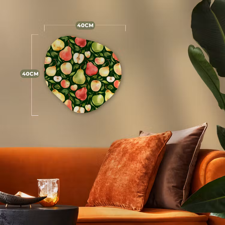 Appels - Peren - Fruit - Groen Wandcirkel Organisch Forex 3mm klein 629 -sfeer3