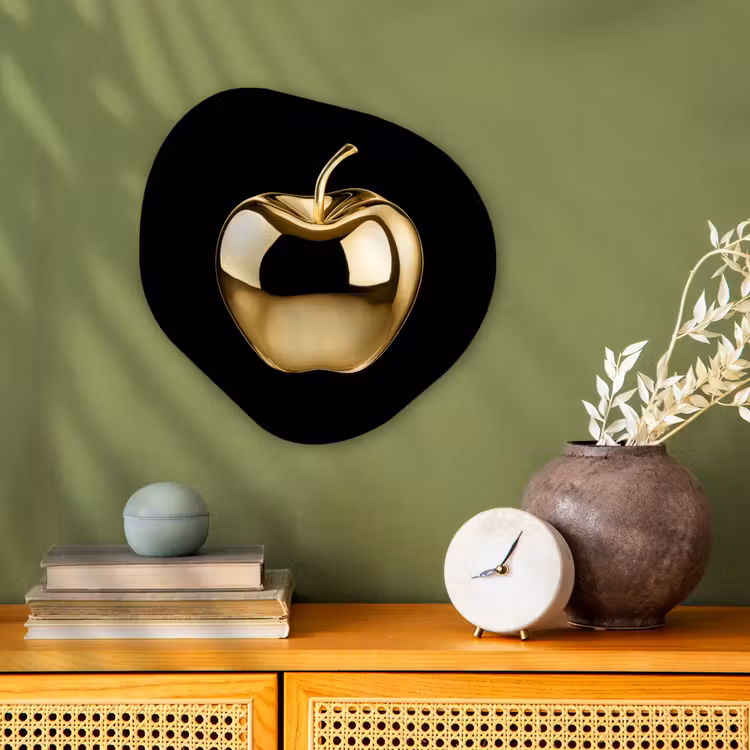 Appel - Goud - Chrome - Zwart Wandcirkel Organisch Forex 3mm klein -sfeer2