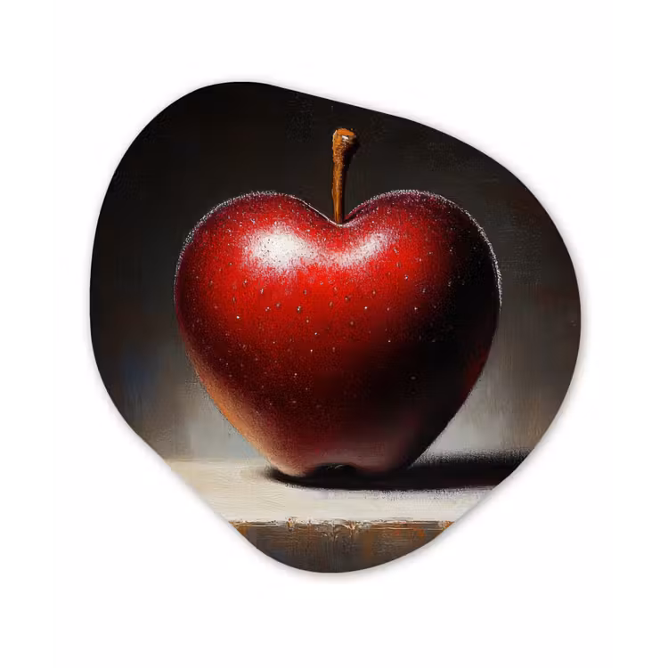 Apple - Hart - Rood Wandcirkel Organisch Forex 3mm klein -3d