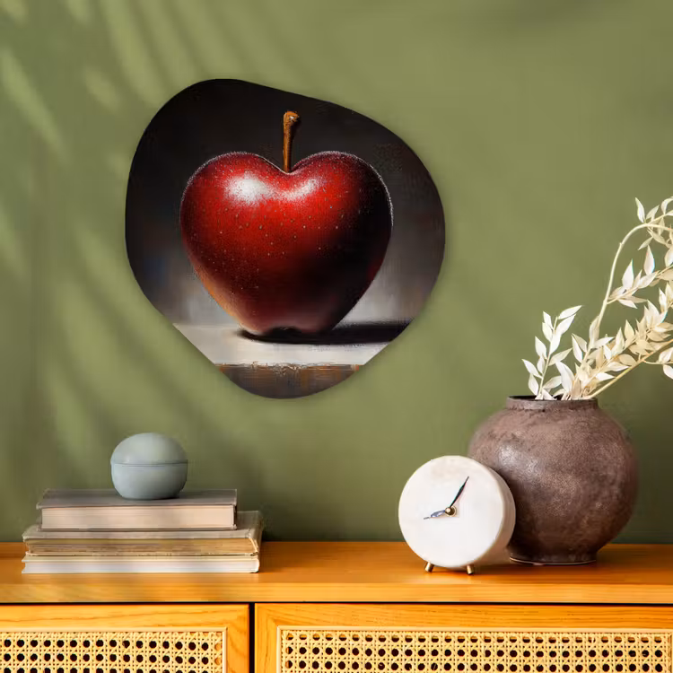 Apple - Hart - Rood Wandcirkel Organisch Forex 3mm klein -sfeer2