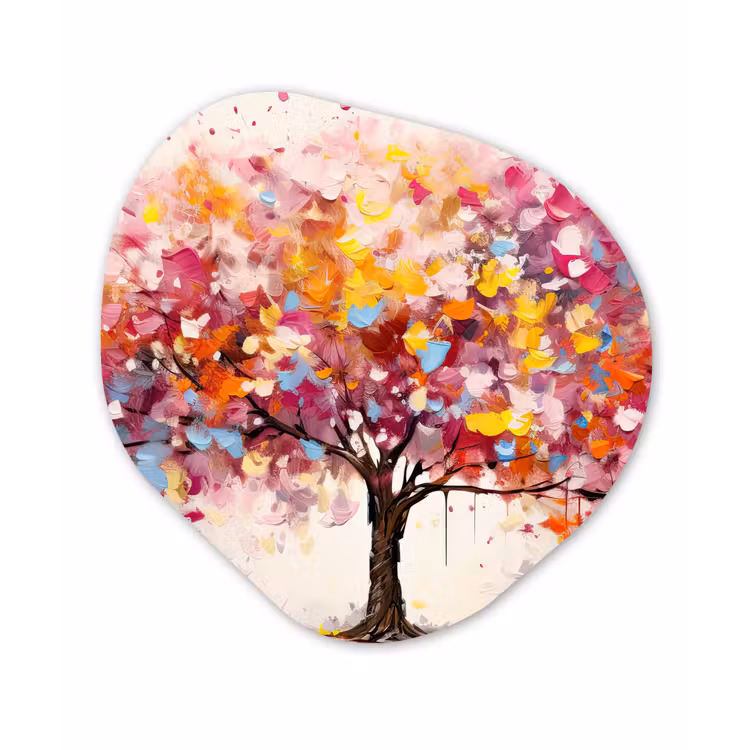 Aquarel - Boom - Kunst - Abstract Wandcirkel Organisch Forex 3mm klein -3d