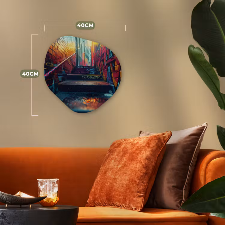 Architectuur - Neon - Trap - Graffiti Wandcirkel Organisch Forex 3mm klein -sfeer3