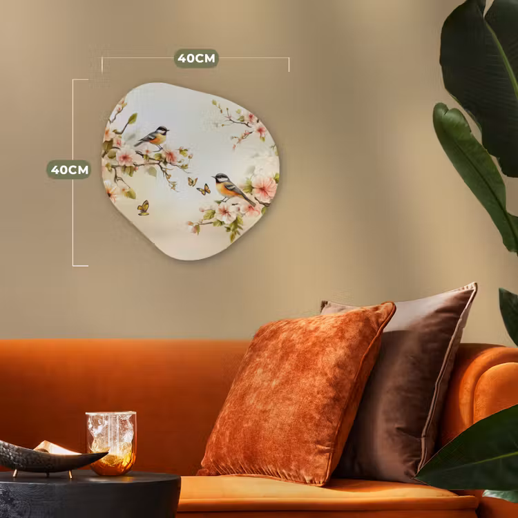 Takken - Bloemen - Vogeltjes - Roze Wandcirkel Organisch Forex 3mm klein -sfeer3
