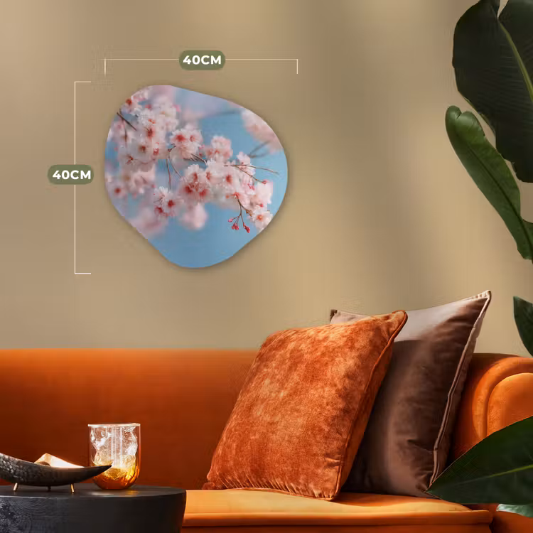 Takken - Bloesems - Roze Wandcirkel Organisch Forex 3mm klein -sfeer3