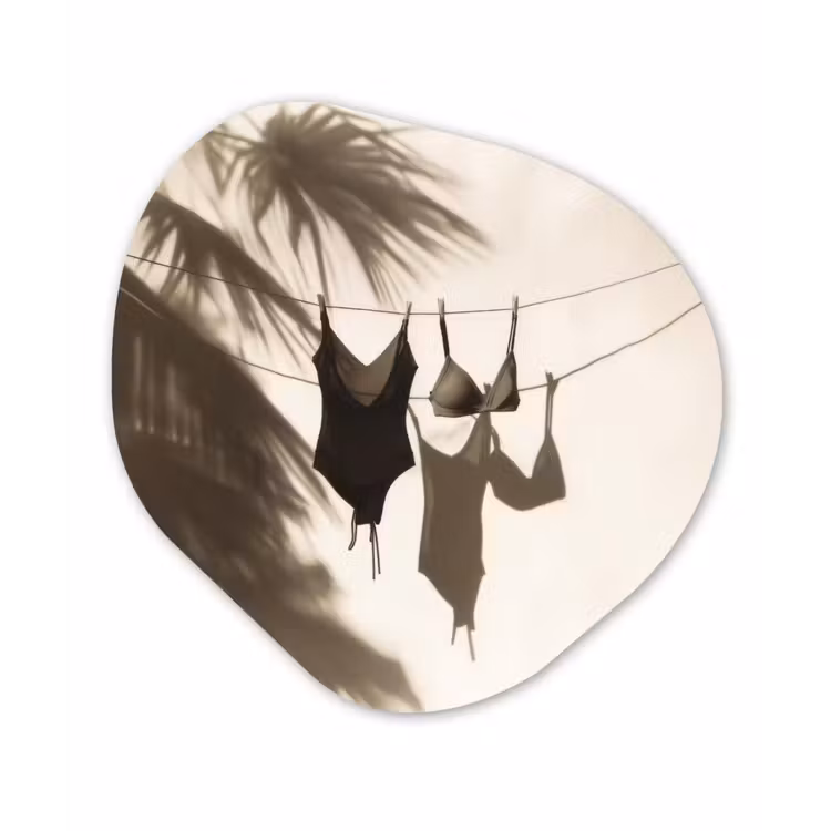 Badkleding - Palmbomen - Schaduw - Tropisch Wandcirkel Organisch Forex 3mm klein -3d