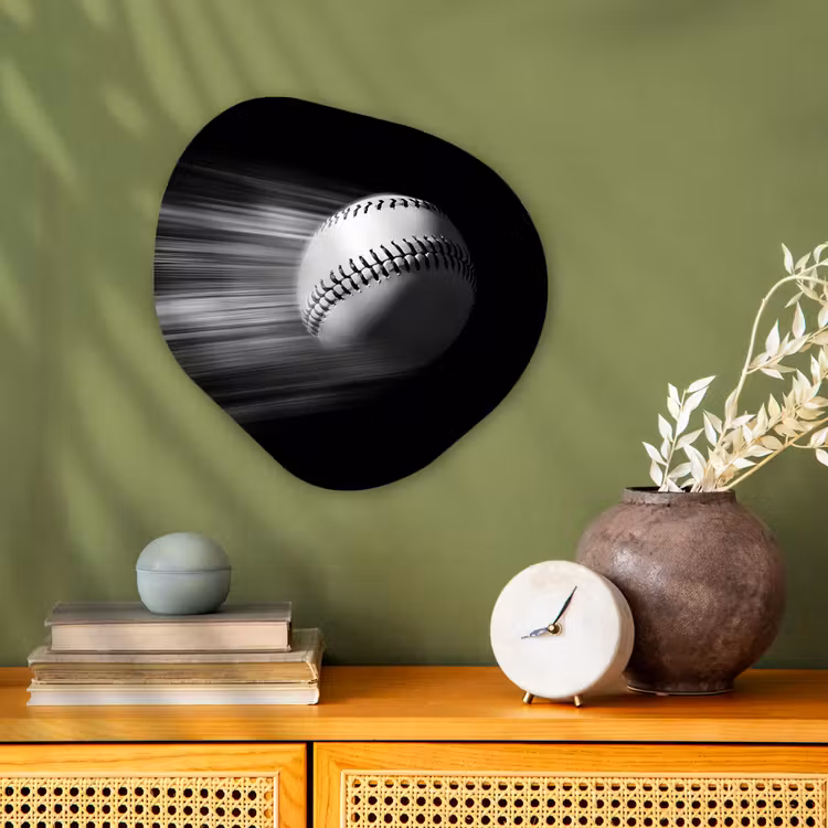 Honkbal - Wit - Vliegt Wandcirkel Organisch Forex 3mm klein -sfeer2