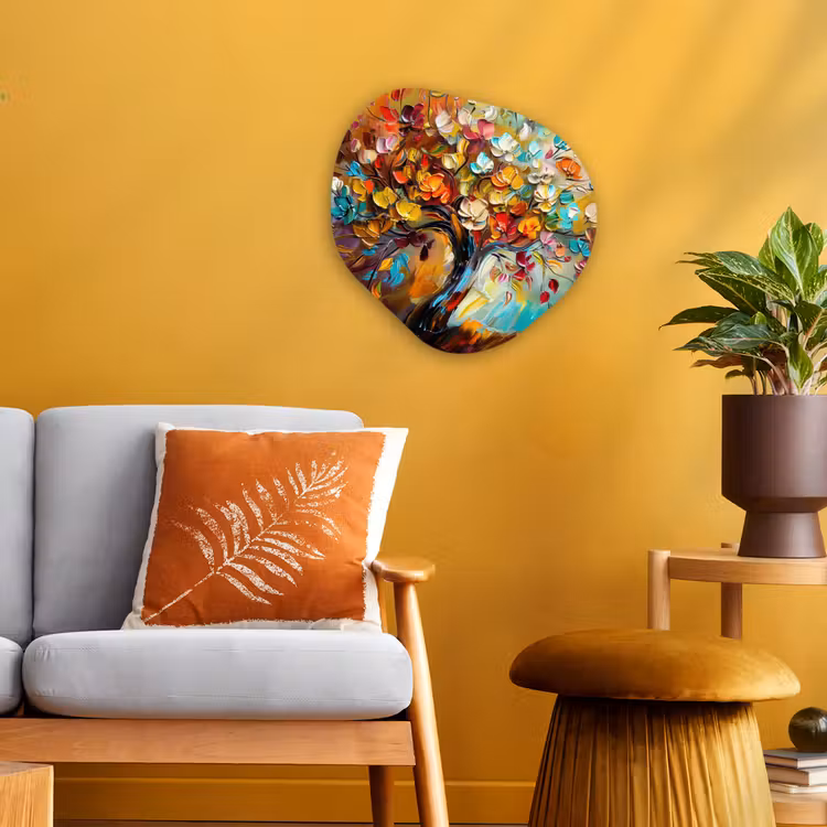 Boom - Abstract - Kleurrijk - Bloemen Wandcirkel Organisch Forex 3mm klein -sfeer4