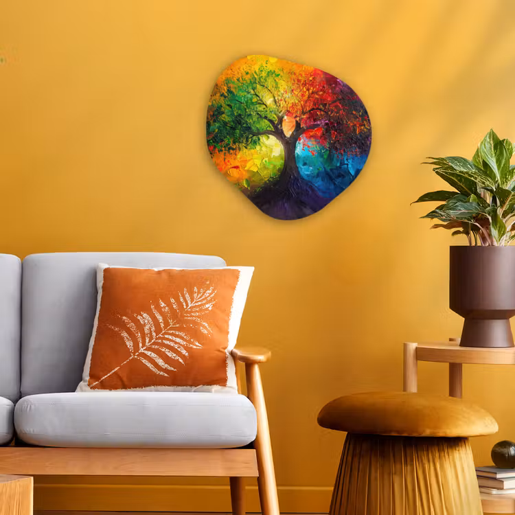 Boom - Kleurrijk - Modern - Abstract Wandcirkel Organisch Forex 3mm klein -sfeer4