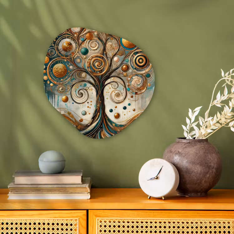Levensboom - Boom - Abstract - Modern Wandcirkel Organisch Forex 3mm klein -sfeer2