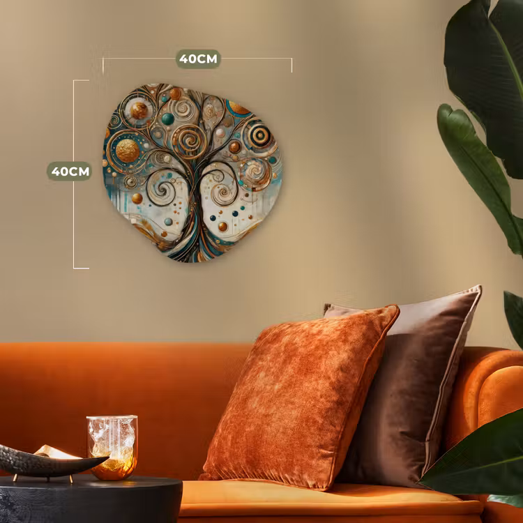 Levensboom - Boom - Abstract - Modern Wandcirkel Organisch Forex 3mm klein -sfeer3