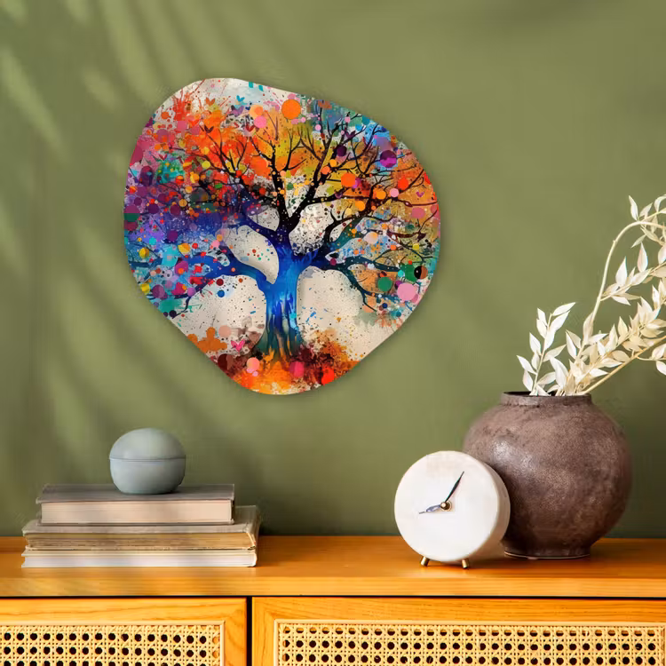 Levensboom - Natuur - Kleurrijk - Boom Wandcirkel Organisch Forex 3mm klein -sfeer2
