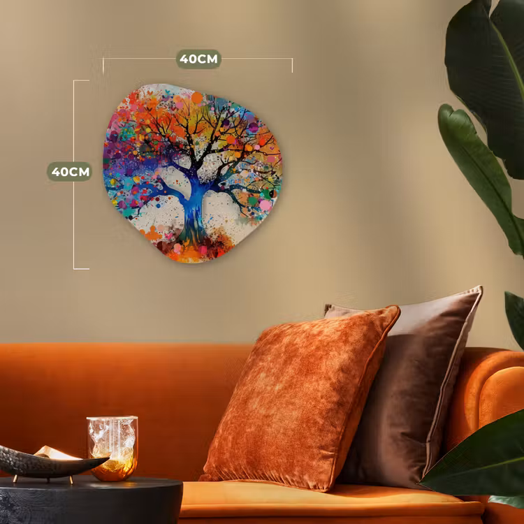 Levensboom - Natuur - Kleurrijk - Boom Wandcirkel Organisch Forex 3mm klein -sfeer3