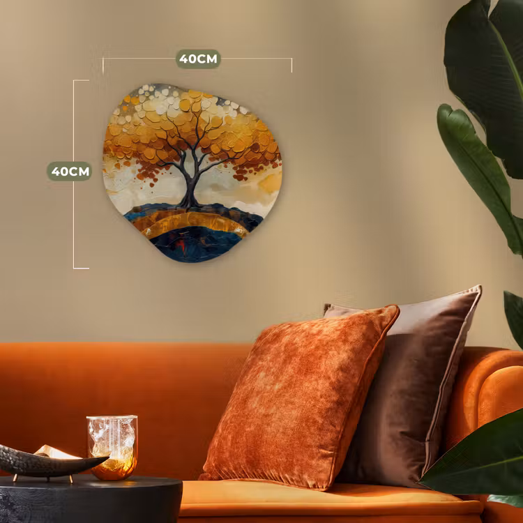 Boom - Natuur - Goud - Modern Wandcirkel Organisch Forex 3mm klein -sfeer3