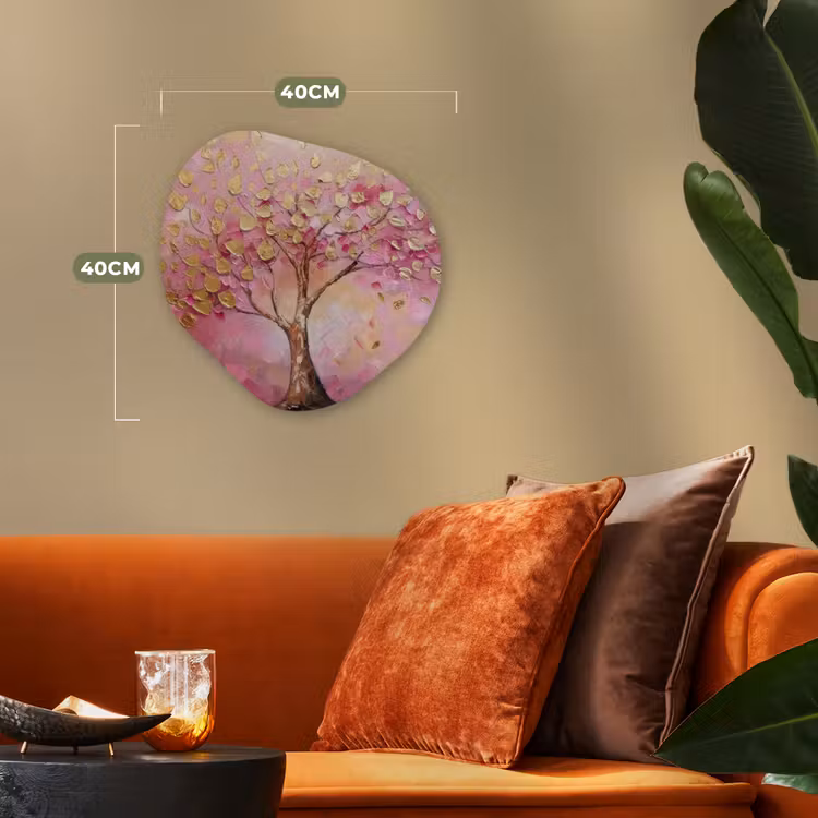 Boom - Roze - Goud - Modern Wandcirkel Organisch Forex 3mm klein -sfeer3