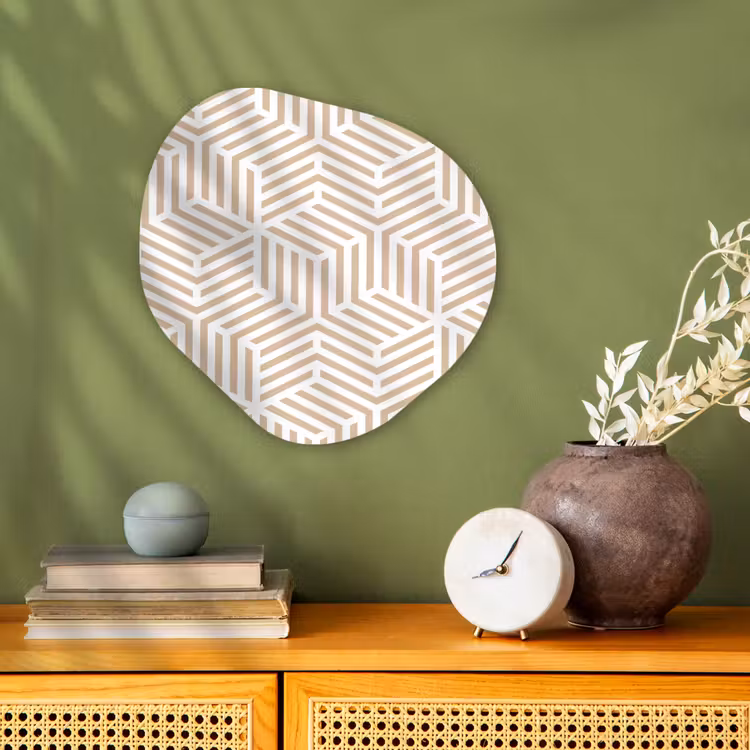 Beige - Geometrie - Patronen - Abstract Wandcirkel Organisch Forex 3mm klein 629 -sfeer2