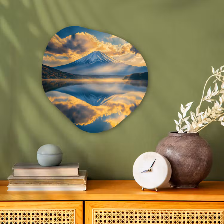 Berg - Rivier - Zonsondergang Wandcirkel Organisch Forex 3mm klein -sfeer2