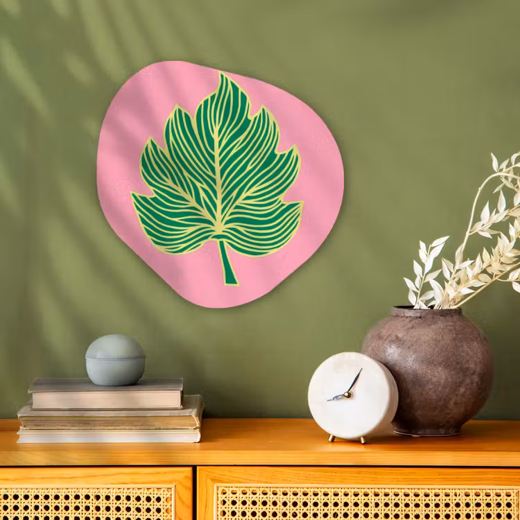 Blad - Groen - Illustratie - Minimalistisch Wandcirkel Organisch Forex 3mm klein -sfeer2