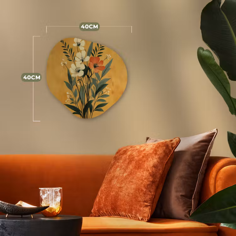 Bladeren - Boeket - Bloemen - Geel Wandcirkel Organisch Forex 3mm klein -sfeer3