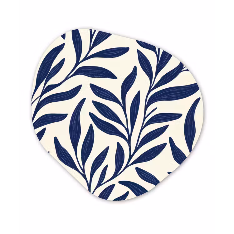 Bladeren - Klimop - Donkerblauw Wandcirkel Organisch Forex 3mm klein -3d