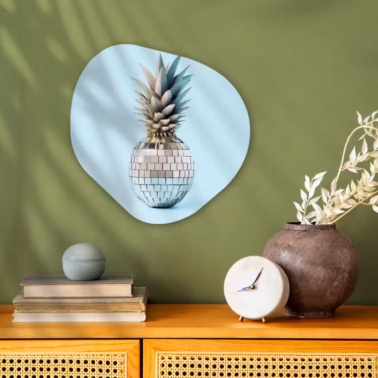 Blauw - Ananas - Disco - Discobal Wandcirkel Organisch Forex 3mm klein -sfeer2