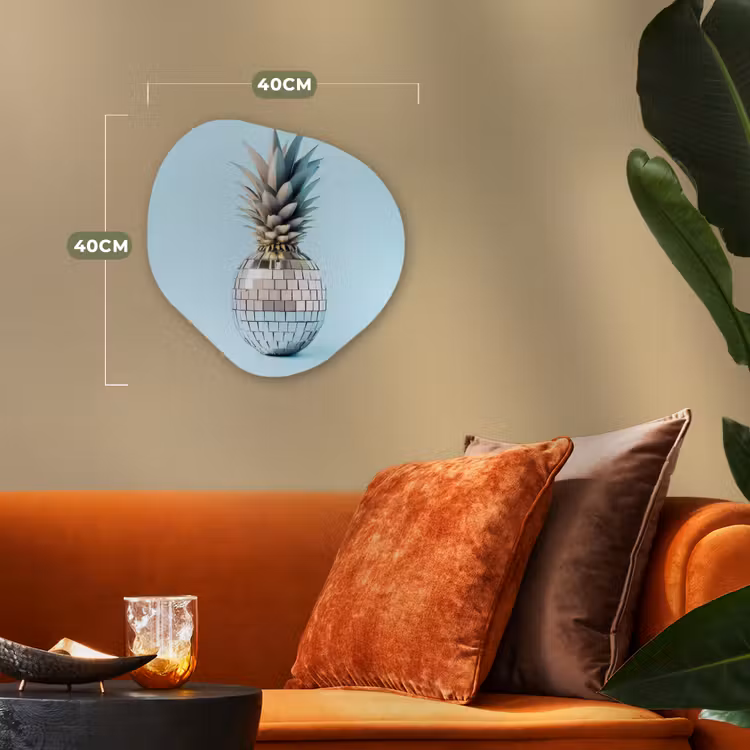 Blauw - Ananas - Disco - Discobal Wandcirkel Organisch Forex 3mm klein -sfeer3