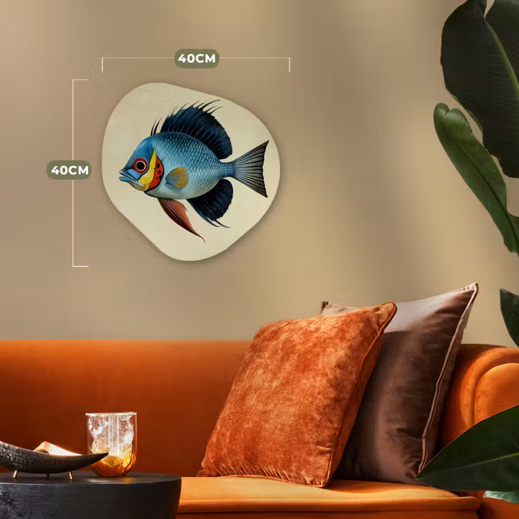 Blauw - Kieuwen - Vis - Illustratie Wandcirkel Organisch Forex 3mm klein -sfeer3