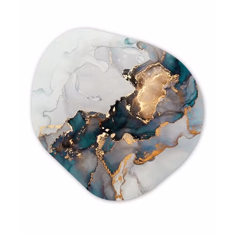 Blauw - Marmer - Goud Wandcirkel Organisch Forex 3mm klein -3d