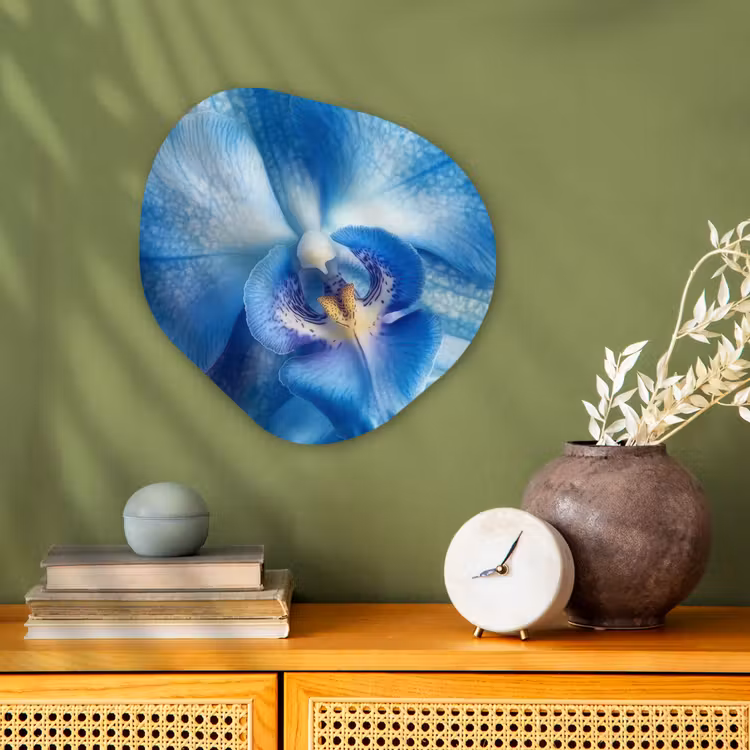 Blauw - Orchidee - Elegeant Wandcirkel Organisch Forex 3mm klein -sfeer2
