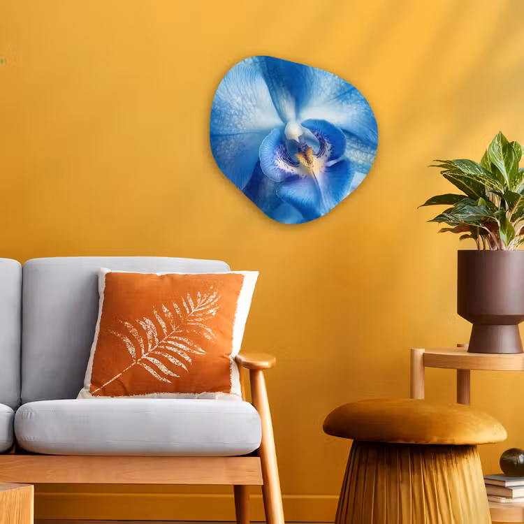 Blauw - Orchidee - Elegeant Wandcirkel Organisch Forex 3mm klein -sfeer4