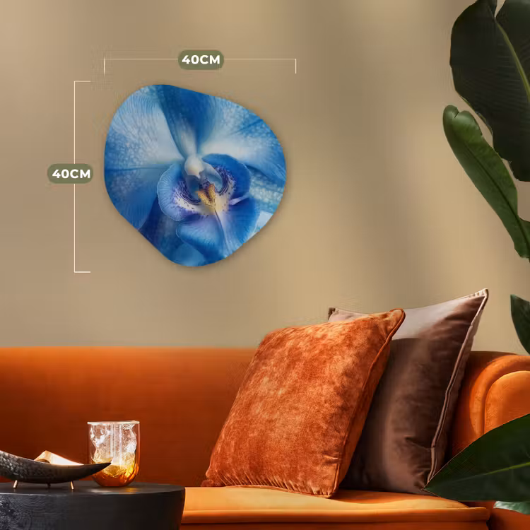Blauw - Orchidee - Elegeant Wandcirkel Organisch Forex 3mm klein -sfeer3