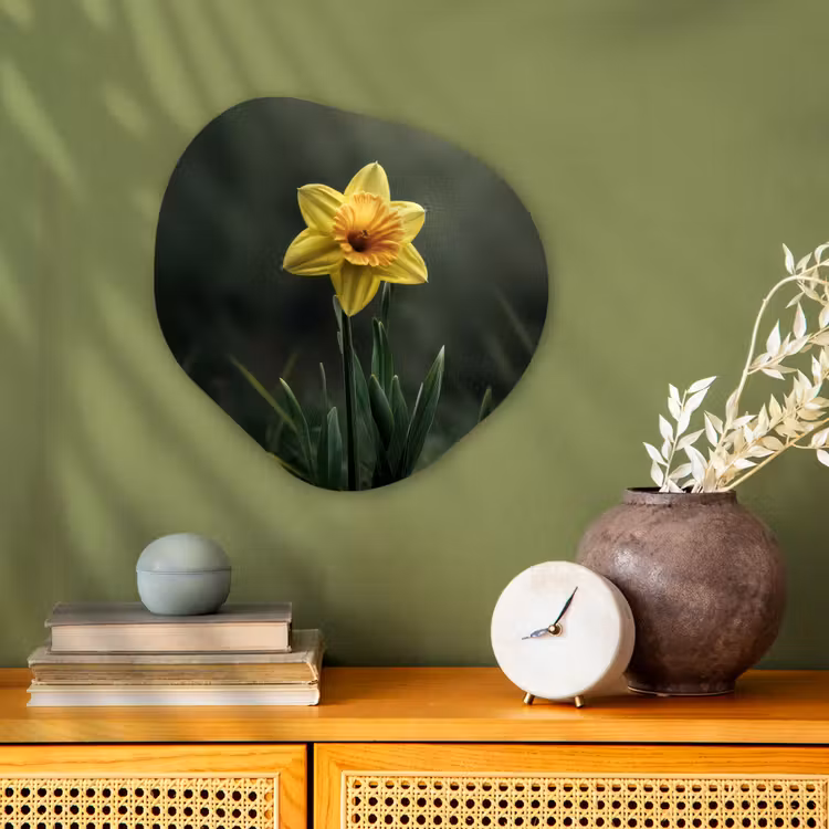 Bloem - Narcis - Gras - Geel Wandcirkel Organisch Forex 3mm klein -sfeer2