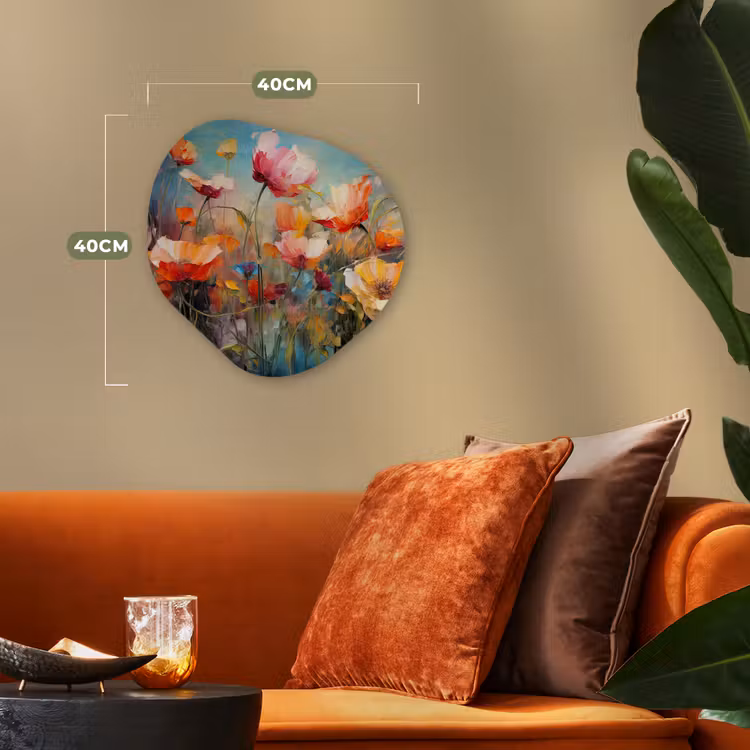 Bloemen - Watercolor - Kunst - Botanisch - Natuur Wandcirkel Organisch Forex 3mm klein -sfeer3