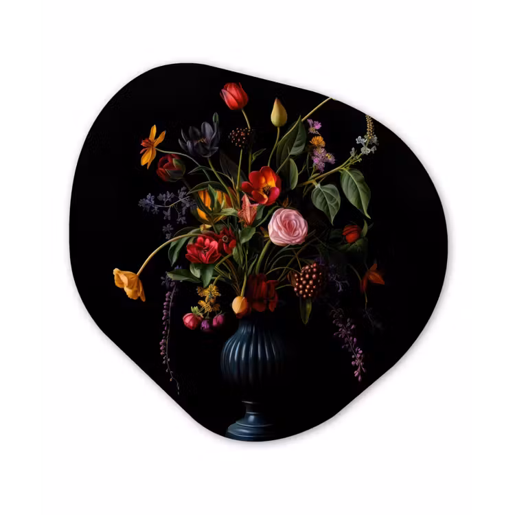 Bloemen - Bessen - Klassiek Wandcirkel Organisch Forex 3mm klein -3d