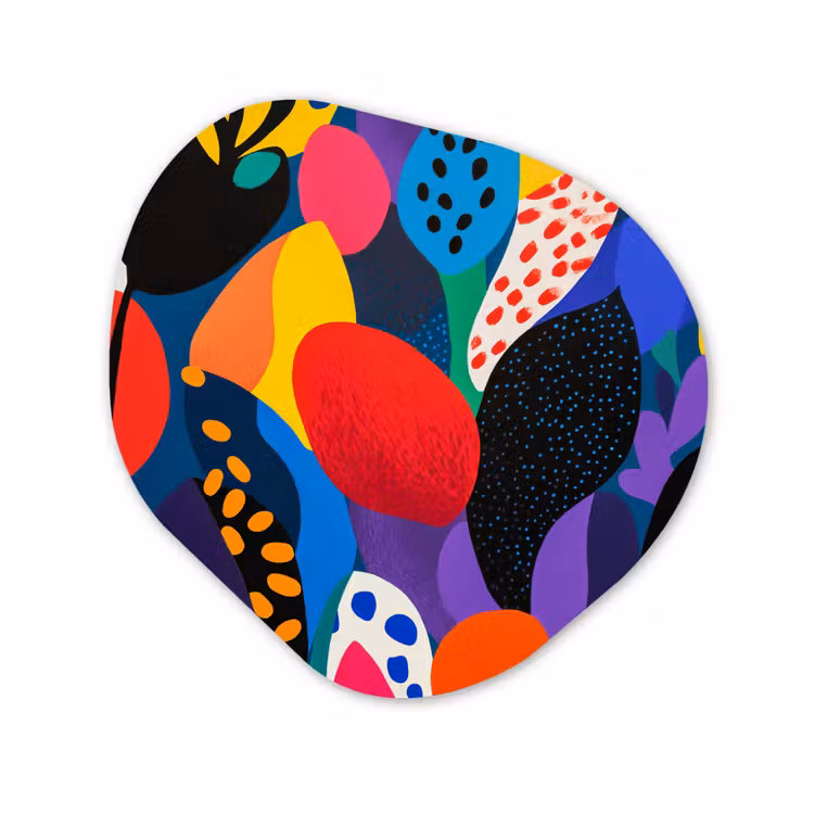 Bloemen - Bladeren - Abstract - Rood Wandcirkel Organisch Forex 3mm klein -3d