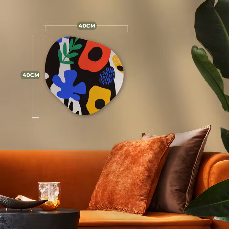 Bloemen - Bladeren - Abstract - Zwart Wandcirkel Organisch Forex 3mm klein -sfeer3
