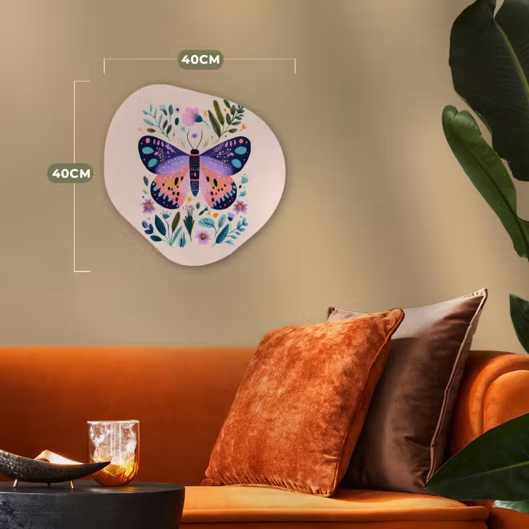 Bloemen - Bladeren - Vlinder - Kleurrijk Wandcirkel Organisch Forex 3mm klein -sfeer3