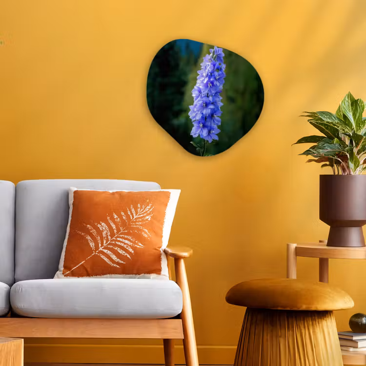 Bloemen - Blauw - Dennenboom Wandcirkel Organisch Forex 3mm klein -sfeer4