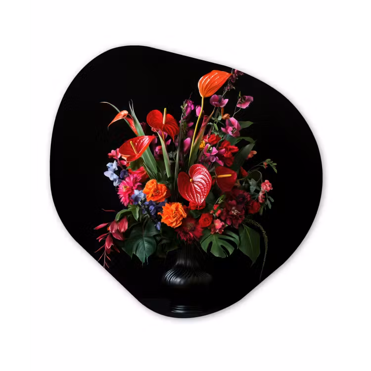 Bloemen - Boeket - Sierlijk Wandcirkel Organisch Forex 3mm klein -3d