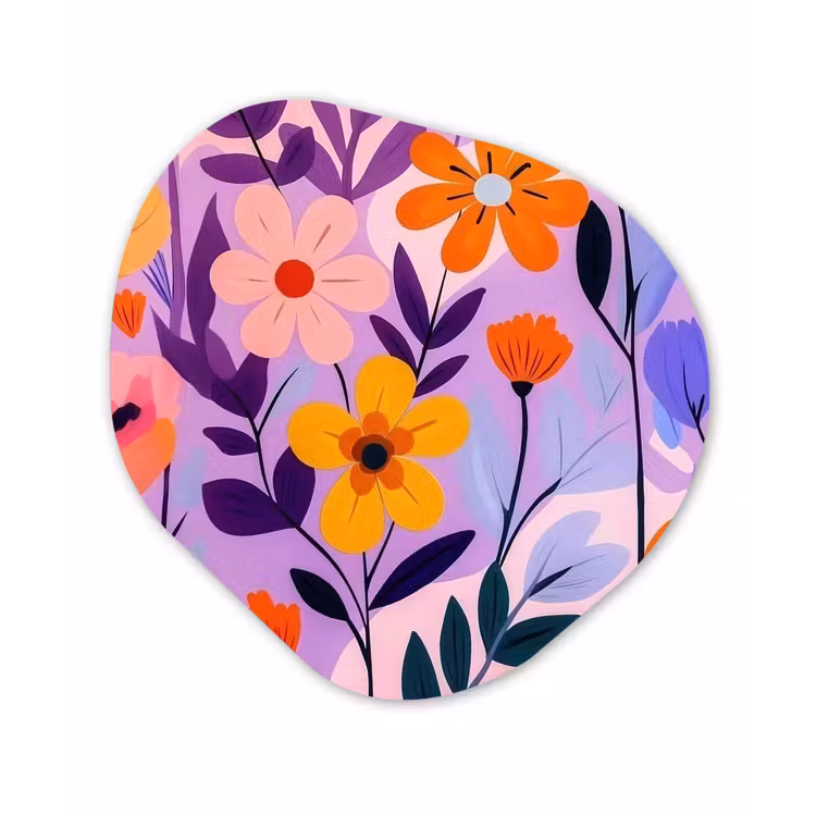 Bloemen - Kleurrijk - Bladeren Wandcirkel Organisch Forex 3mm klein -3d