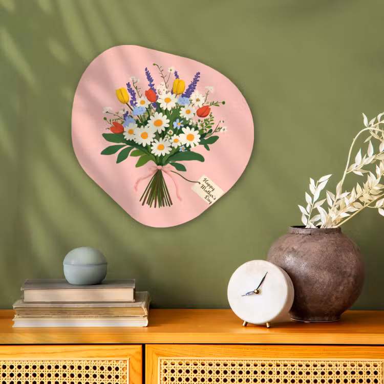 Bloemen - Lint - Kaartje Wandcirkel Organisch Forex 3mm klein -sfeer2