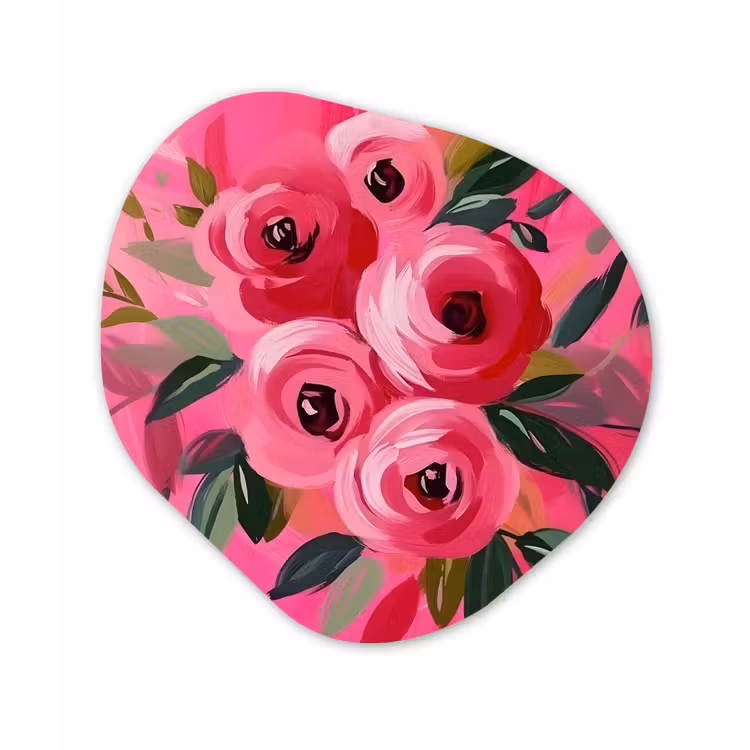 Bloemen - Verf - Roze Wandcirkel Organisch Forex 3mm klein -3d
