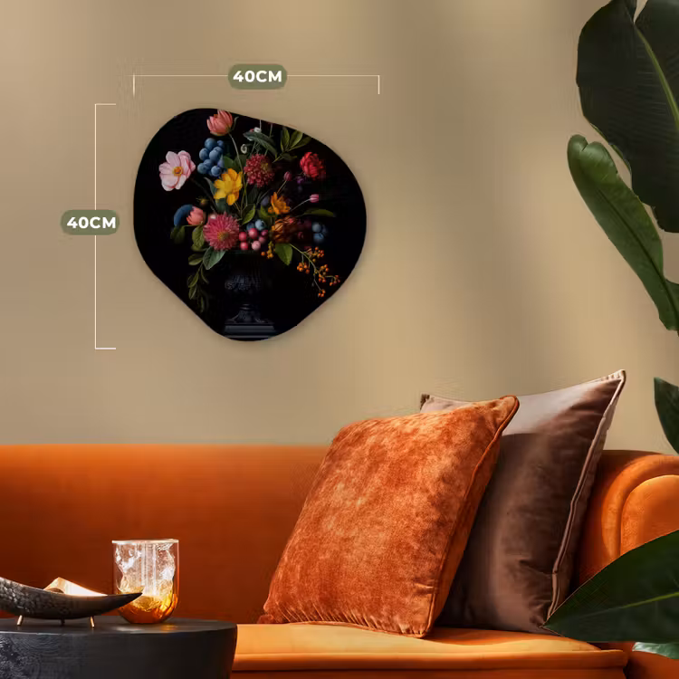 Bloemen - Vrolijk - Vaas Wandcirkel Organisch Forex 3mm klein -sfeer3