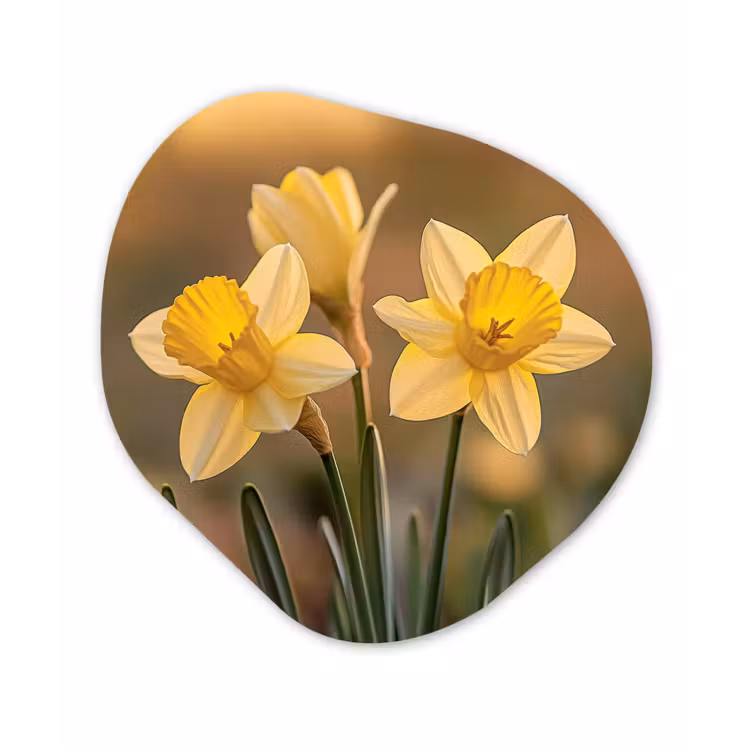 Bloemen - Geel - Wazig Wandcirkel Organisch Forex 3mm klein -3d