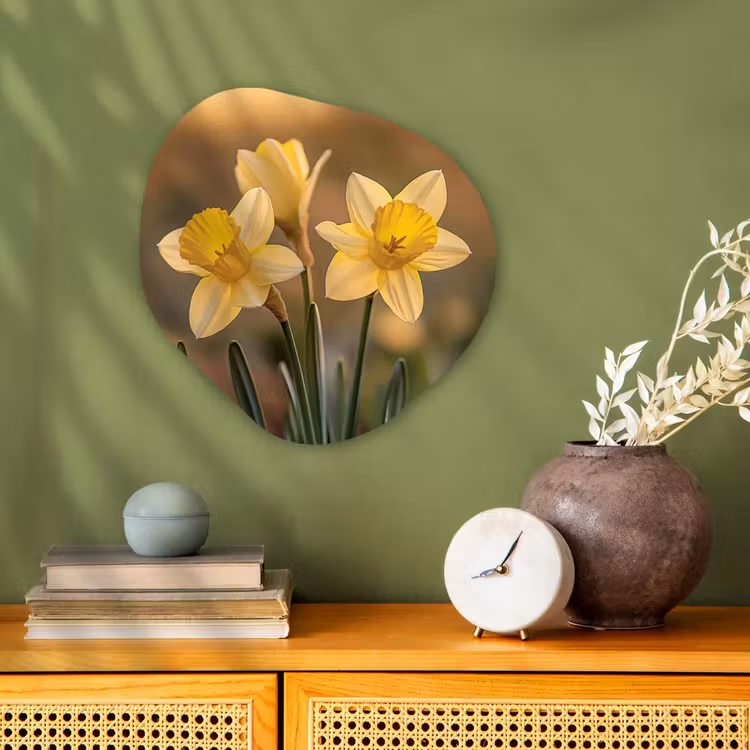 Bloemen - Geel - Wazig Wandcirkel Organisch Forex 3mm klein -sfeer2
