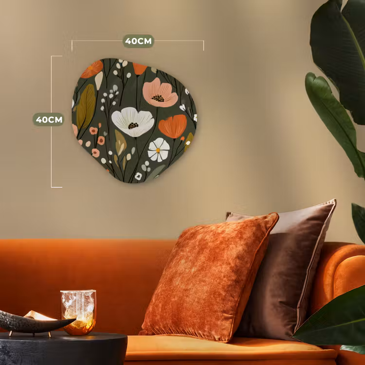 Bloemen - Illustratie - Groen Wandcirkel Organisch Forex 3mm klein -sfeer3