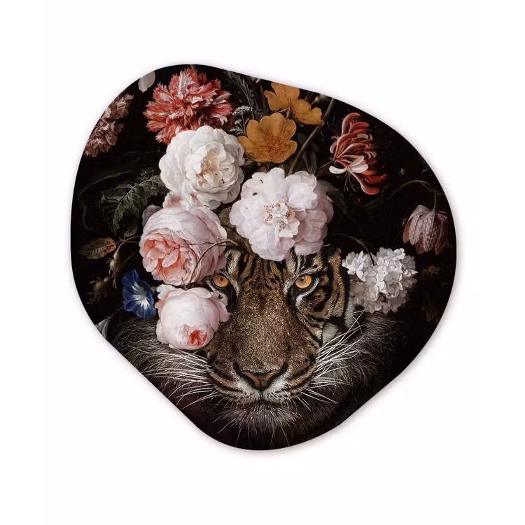 Bloemen - Jan Davidsz de Heem - Tijger - Schilderij - Stilleven - Oude meesters Wandcirkel Organisch Forex 3mm klein -3d