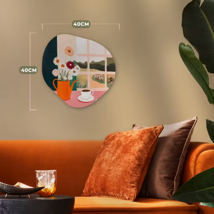 Bloemen - Koffie - Raam Wandcirkel Organisch Forex 3mm klein -sfeer3